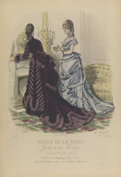 Plate No. 153 in Fashion Review in the Family Gazette (Revue de la Mode, Gazette de la Famille) by E. Cheffer